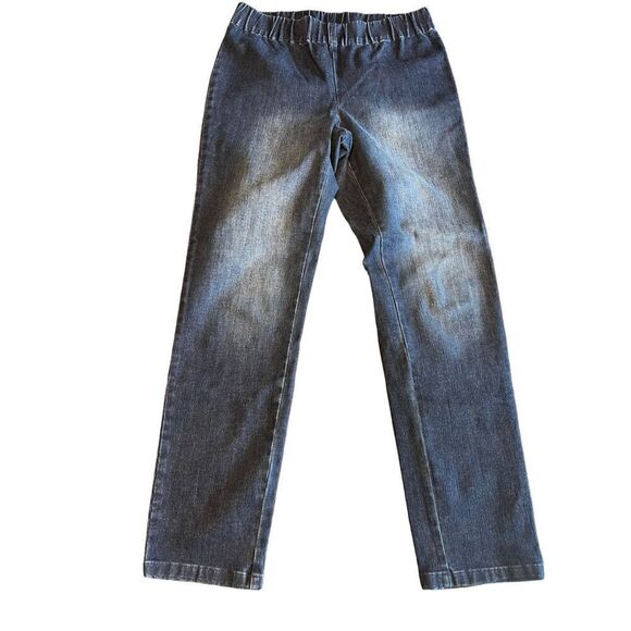 Soft surroundings pull on straight leg elastic waist denim jeans medium 24848 - Picture 1 of 6